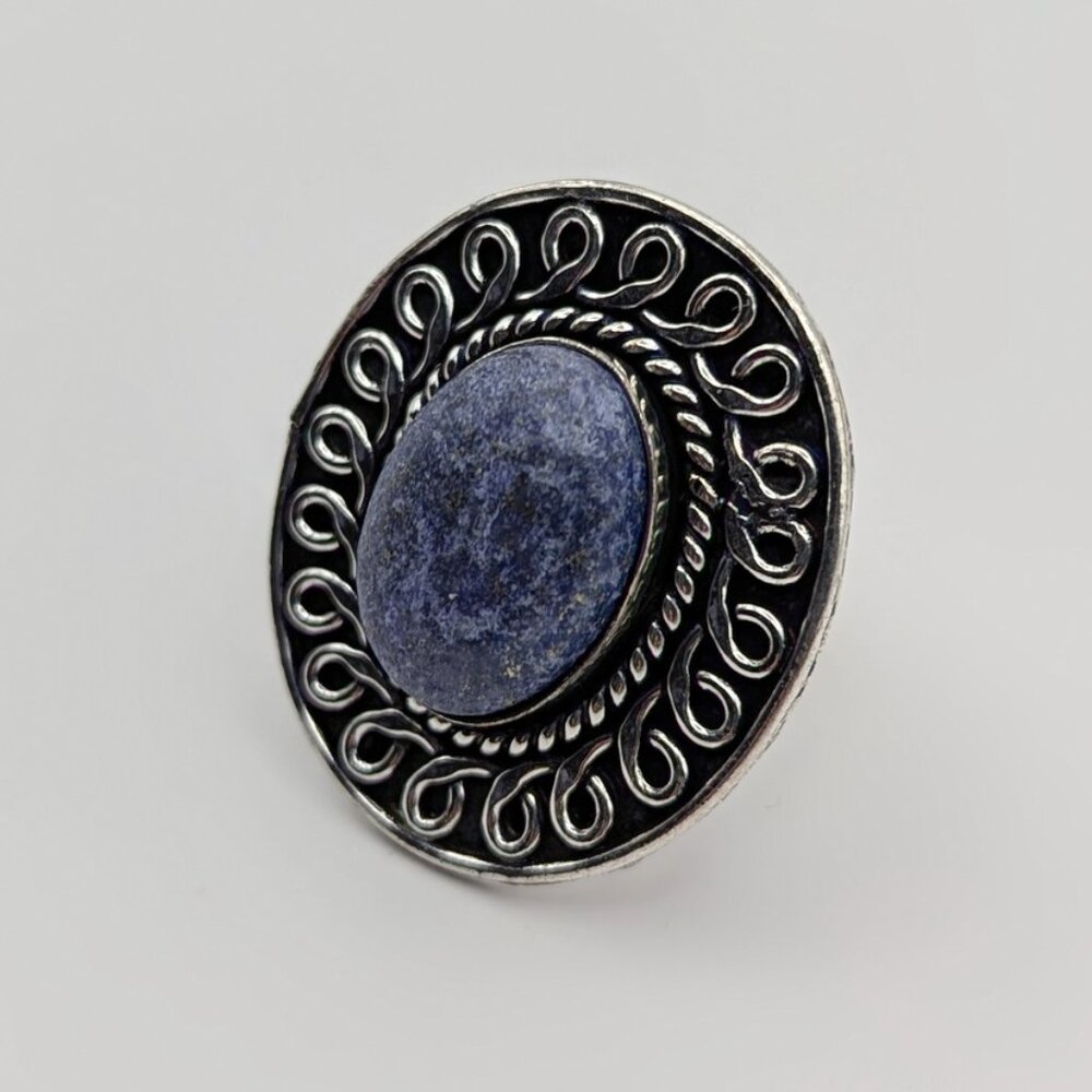 Blue Lapis Ring, Size 9 Statement Ring - image 1